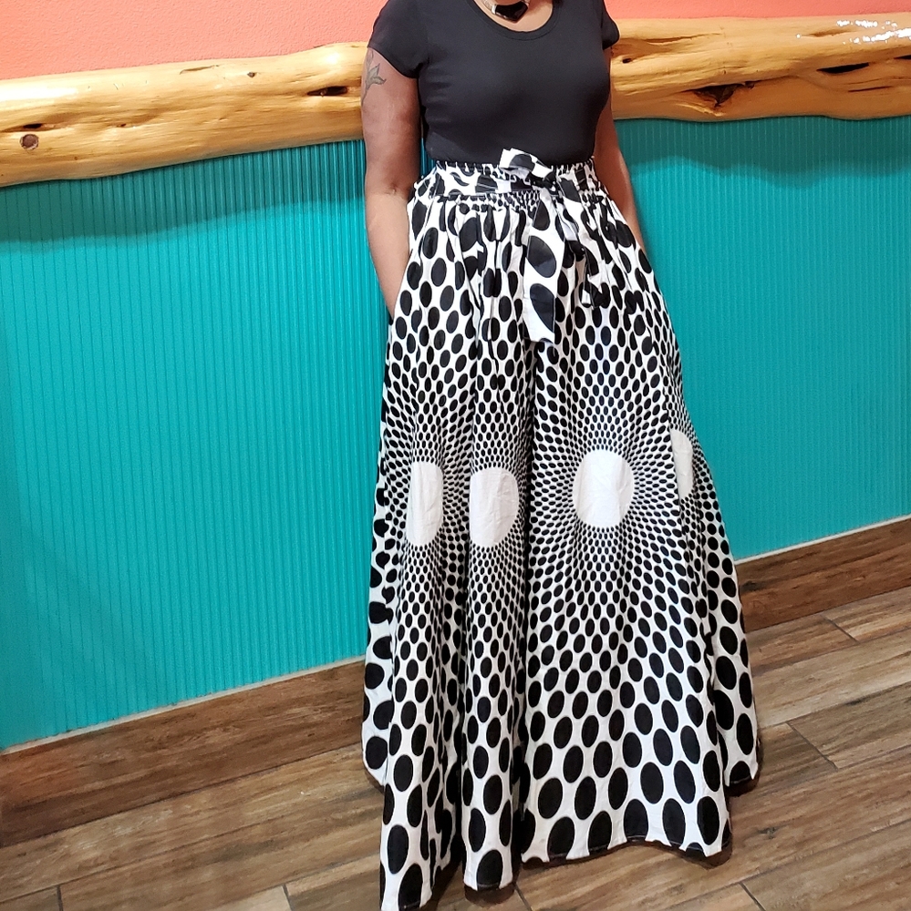 Polka Dot african print maxi skirt